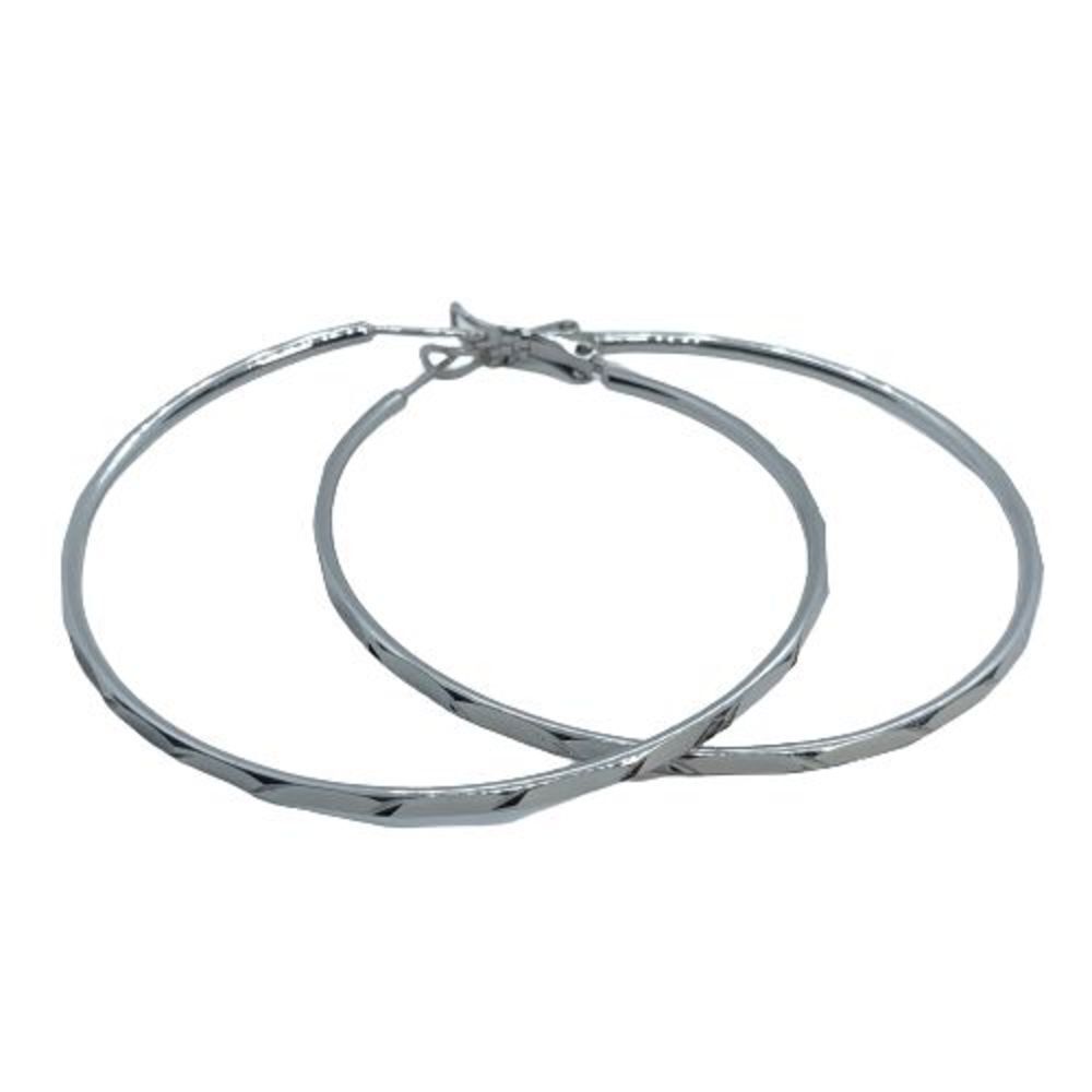 You & I Silver Tone Large Hoop Earrings